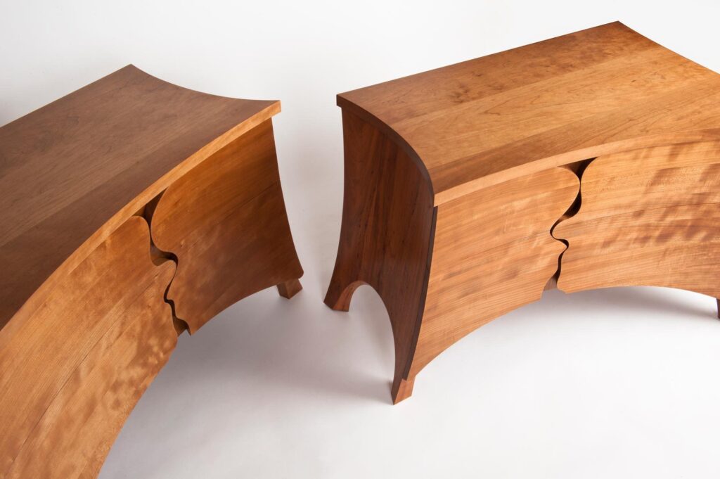 bespoke shaped cherry cabinets