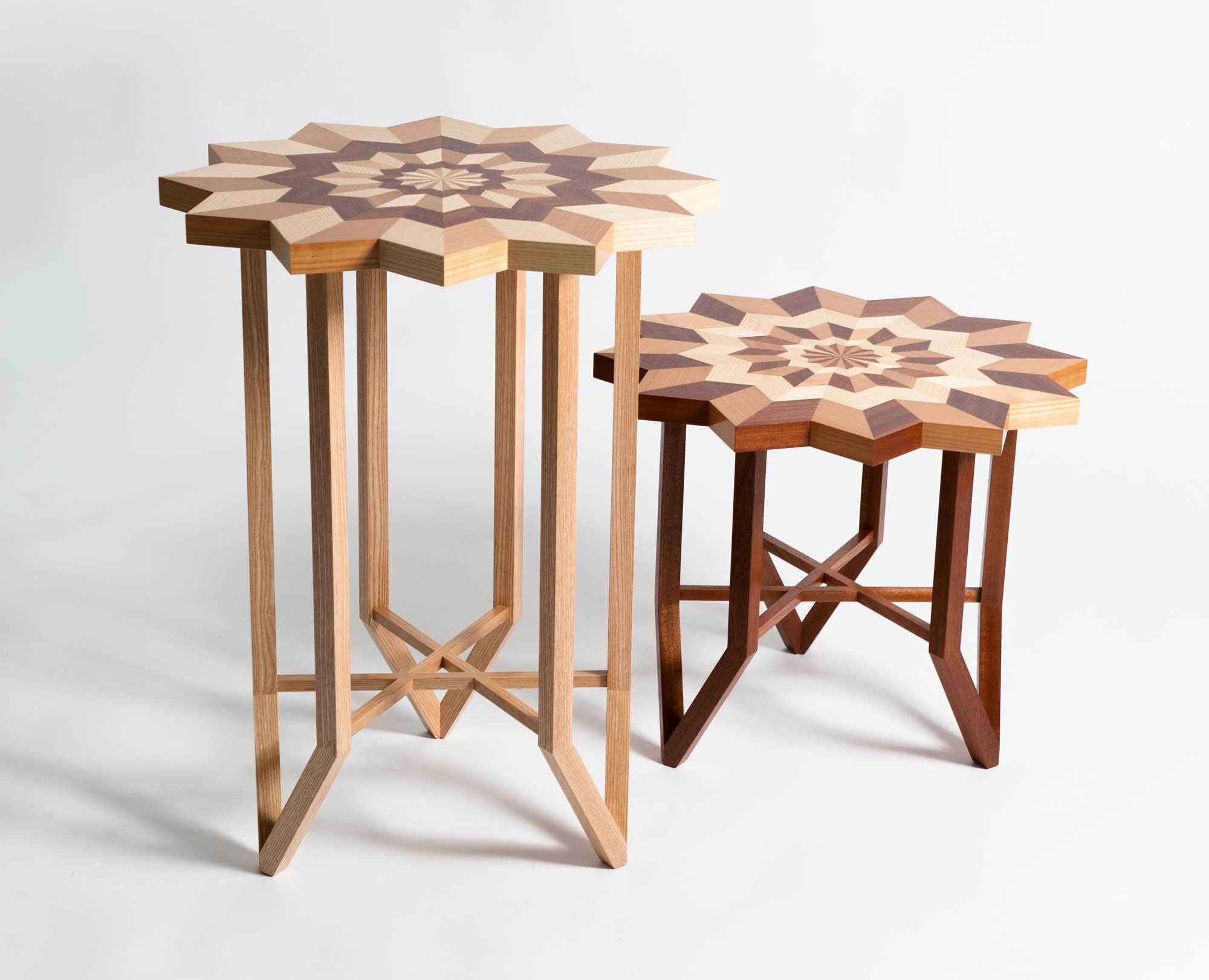 Gideon Traas table design made in Cherry, Ash and Sapelli